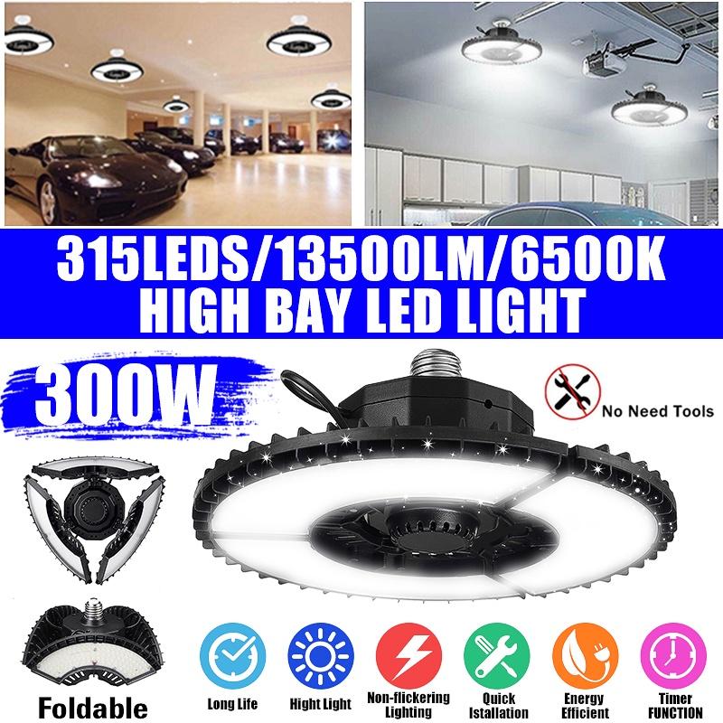 300W/200W 13500LM 315LED Pliable UFO LED High Bay Lights Lumière LED de Garage Éclairage Industriel Entrepôt Lampes LED High Bay