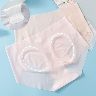 Chiloți fără cusături din mătase de gheață Slip elastic cu talie medie Chiloți Lenjerie de corp Lenjerie de corp ultra-subțire de vară pentru femei