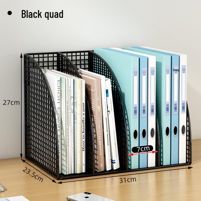 Metal Office Desk Organizer & File Rack with Document Shelf and Book Stand for Workstations