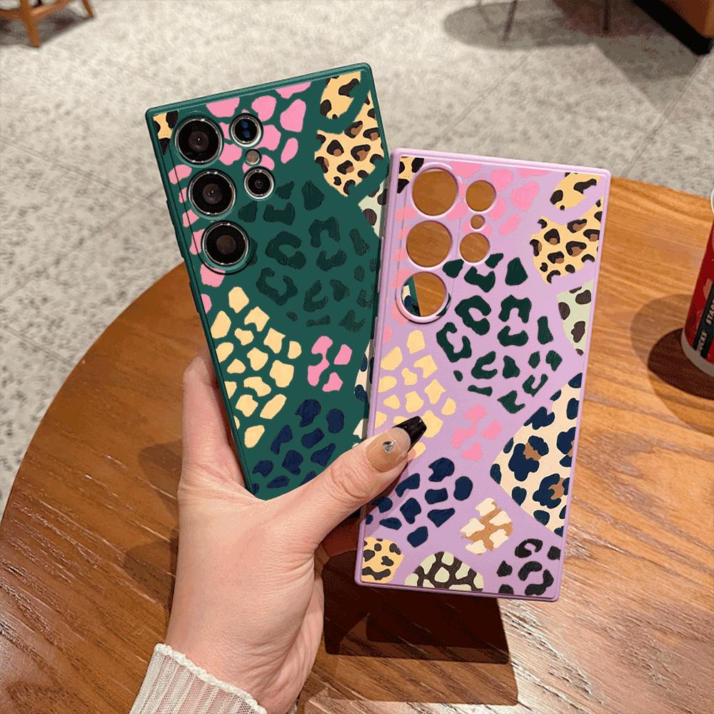 Leopard Print Pattern Case for Samsung Galaxy S25 S24 Ultra S23 S22 S21 S20 FE Plus Soft TPU Slim Fit Shockproof Cover