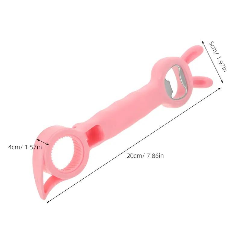 Cute Cartoon Multi Functional Can Opener Kitchen Tool for Beer Whiskey Bottle Caps Jar Lid Opener Stainless Steel PP Ergonomic