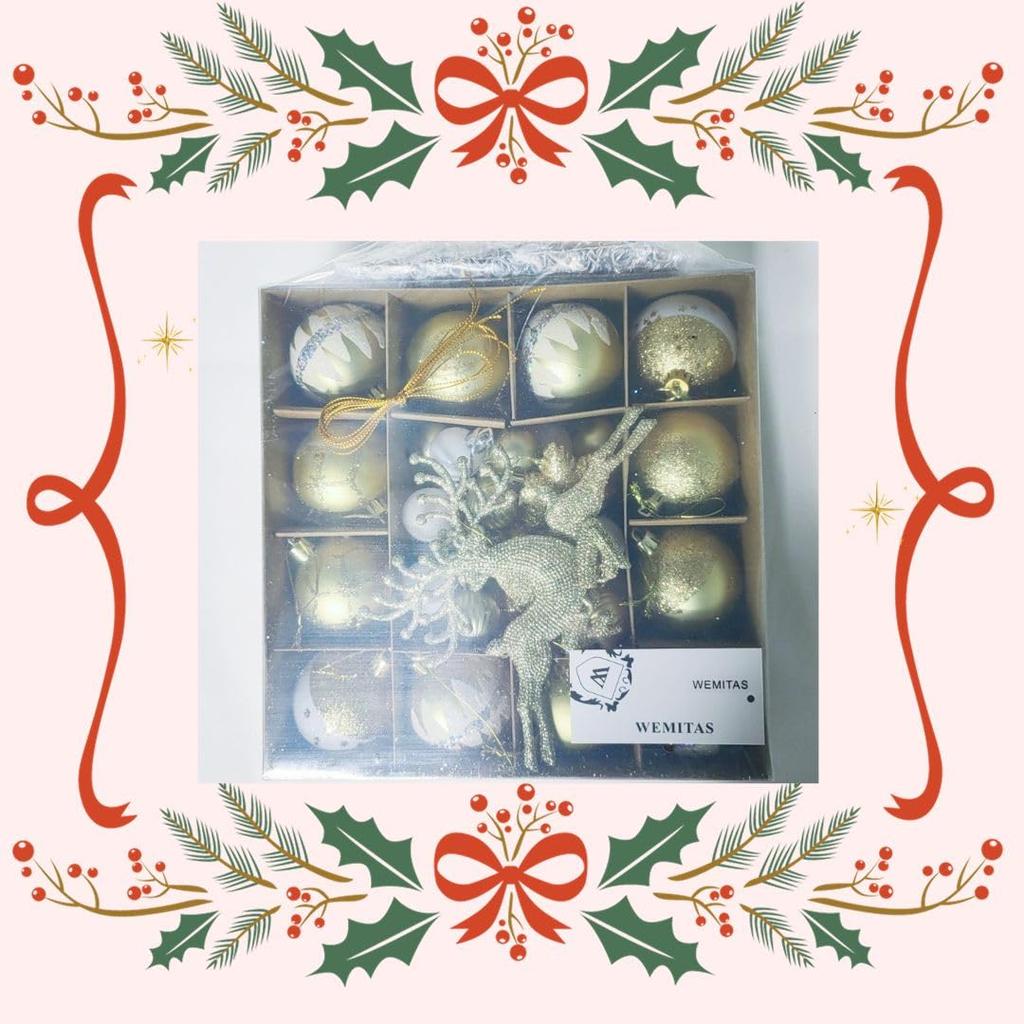wemitas Christmas Tree 36 6cm x White and Large Nordic 8 14 Pieces Ornaments, Balls, 3cm, Gold, Capacity, Style, Wooden, Varieties,