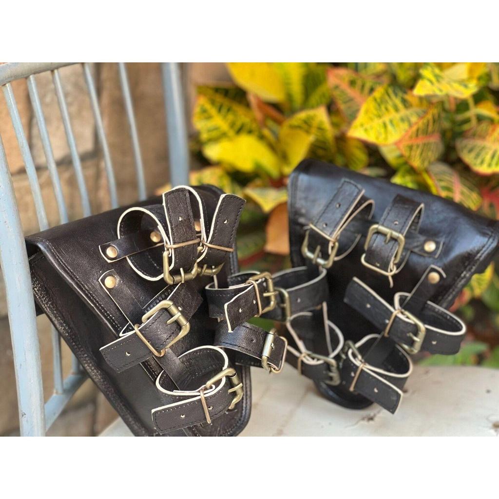 1 Paar Leder CAFE RACER Satteltaschentasche Sattelgabel Werkzeugtasche Packtasche