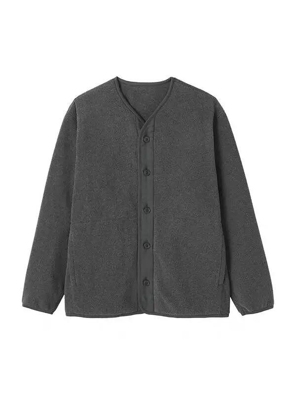 Men s Windproof, Soft Fleece Cardigan - Autumn/Winter Collection, Collarless, Warm & Comfortable Casual Outerwear XL