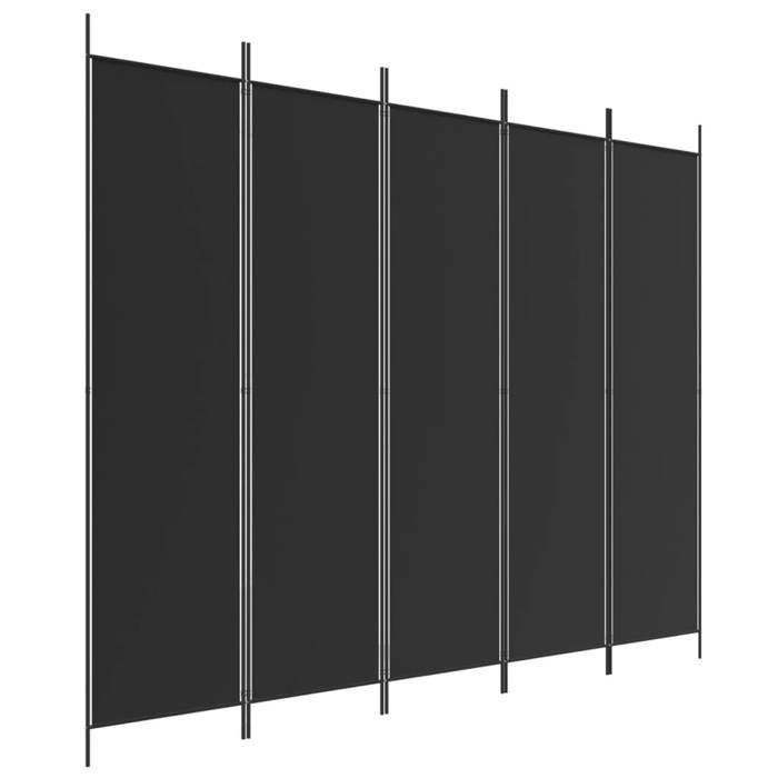 VidaXL Cloison de Séparation 5 Panneaux Séparateur de Pièce Pliable Diviseur Écran d'Intimité Paravent Décoration Salon Noir 350189