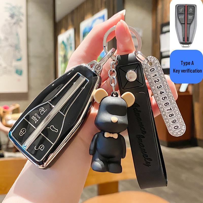 Hongqi HS5/HS7/H5/H9/E-HS9 Key Case with Buckle & Cute Pendant