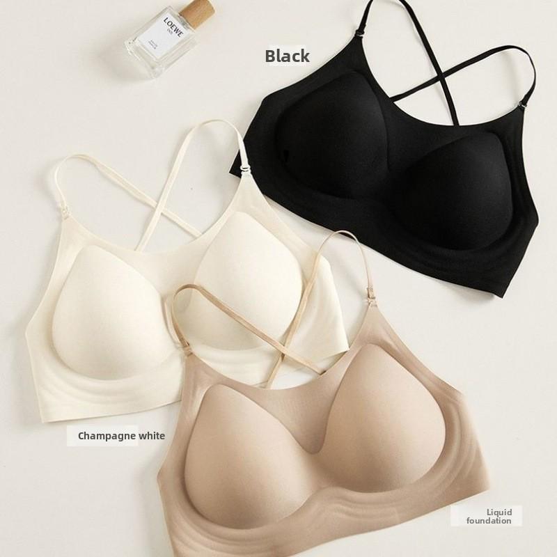 Seamless Fragrance Foundation Halter Beauty Back Bra, Thin Strap Three-Way Wear Large Open Back Women Lingerie