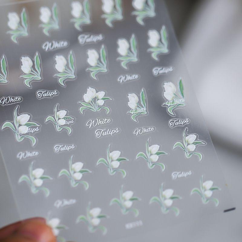 

Season Three-Dimensional Adhesive Linglan White Nail Sticker kx111