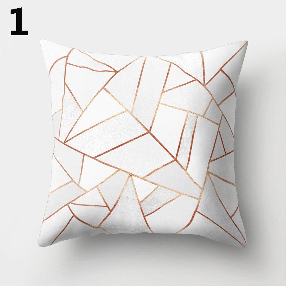 Gold Shining Home Decor Car Seat Peach Skin Cashmere Cushion Cover Pillow Cases Geometric Printed