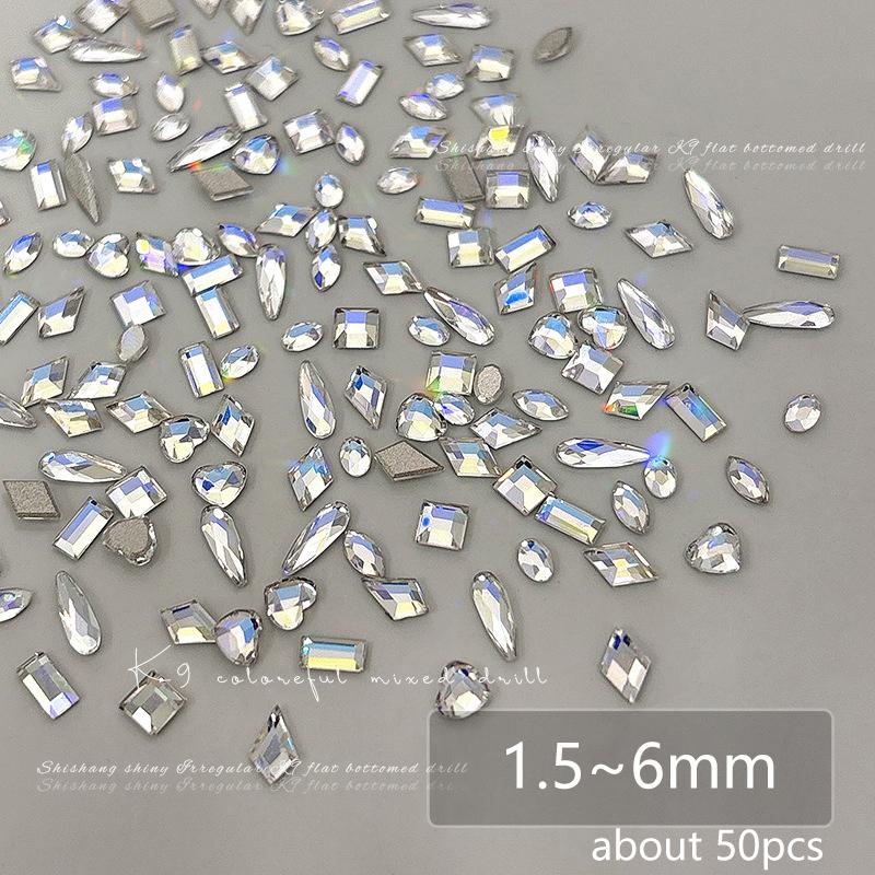 

50 шт. сверкающие мини-стеклянные скошенные плоские бриллианты для дизайна ногтей стразы украшения маникюрные украшения 5