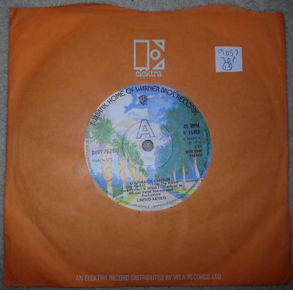 

7inch Record DORY PREVIN - Coldwater Canyon K16458 Warner Bros. Re 1974 UK Pop Used