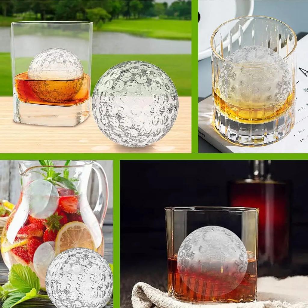 Food Grade Silicone Ice Ball Maker 3D Baseball Golf Hockey Shape with Built-in Funnel Easy Release No Plastic Sphere Mold
