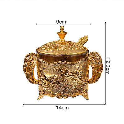 Azucarero Creativo con Tapa y Cuchara para Cocina Boda Fiesta Contenedor de Azúcar de Metal y Vidrio para Cubos de Azúcar y Azúcar en Polvo