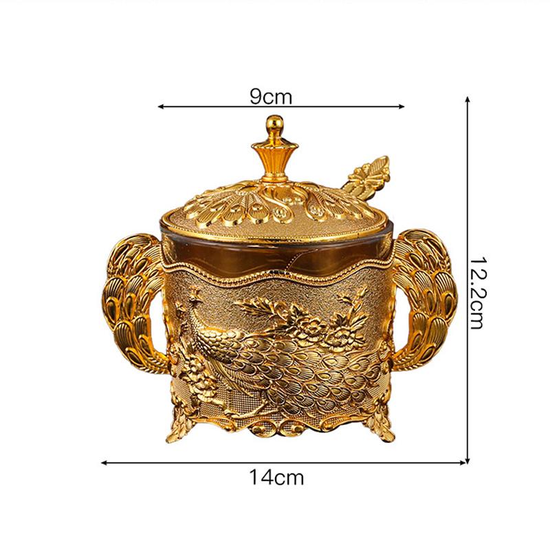 Creative Sugar Bowl with Lid and Spoon for Kitchen Wedding Party Metal and Glass Sugar Container for Sugar Cube and Powder Sug