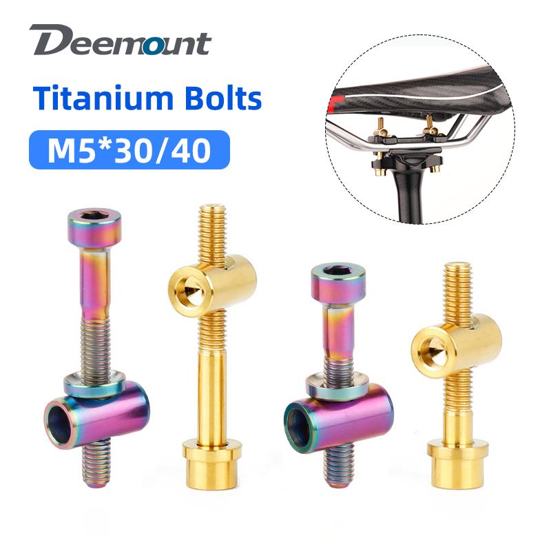 Deemount Seatpost Titanium Bolts 30/40mm CNC-machined TC4 Screw Bicycle Saddle Fastening M4 Hex Slot MTB Road Seat Post Fixing
