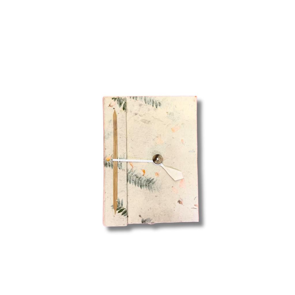Handmade Lokta Pressed Flower Notebook with Pencil 12×8cm
