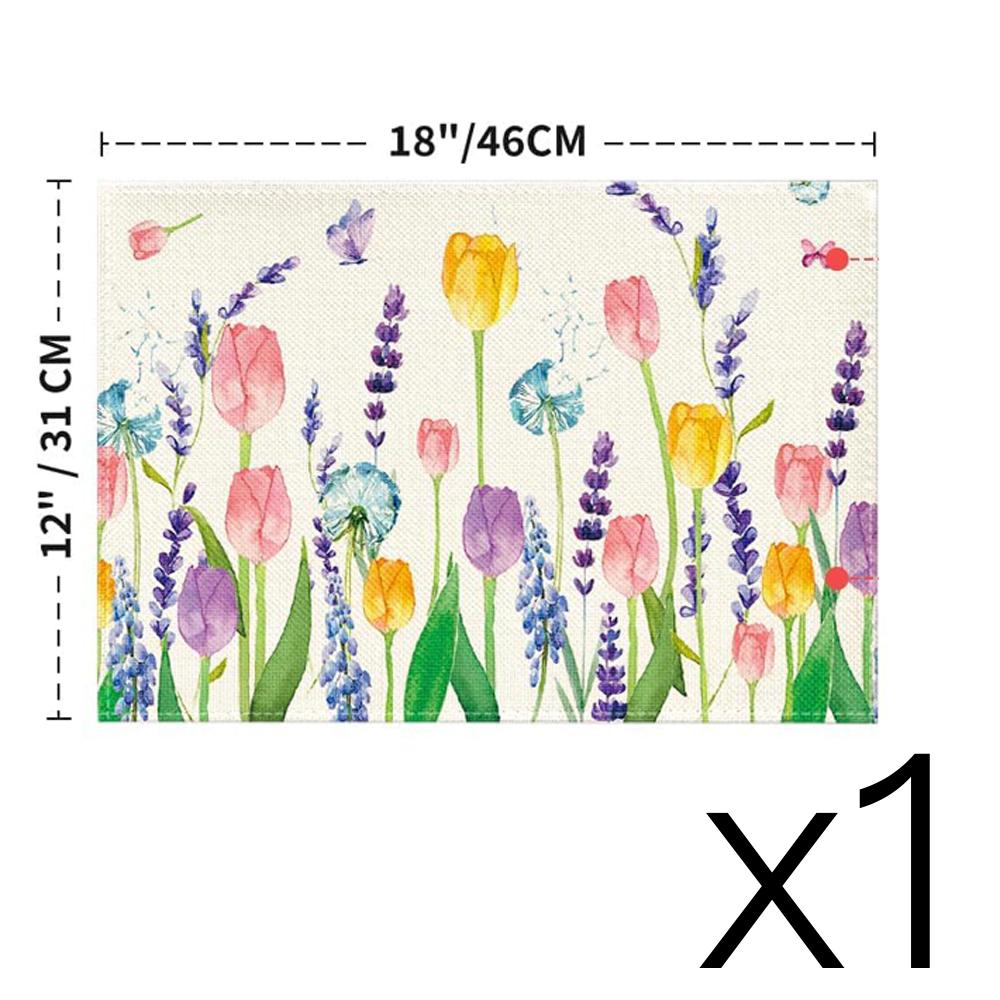 

Lavender Tulip Spring Placemats for Dining Table, 30x45cm Summer Seasonal Holiday Decoration Rustic Vintage Washable Table Mats 30x45cm
