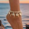 1 Piece Bohemian Vacation Foot Bracelet Jewelry Trendy Fashion Beach Shell Leaf Tassel Anklet Women's Ankle Accessories