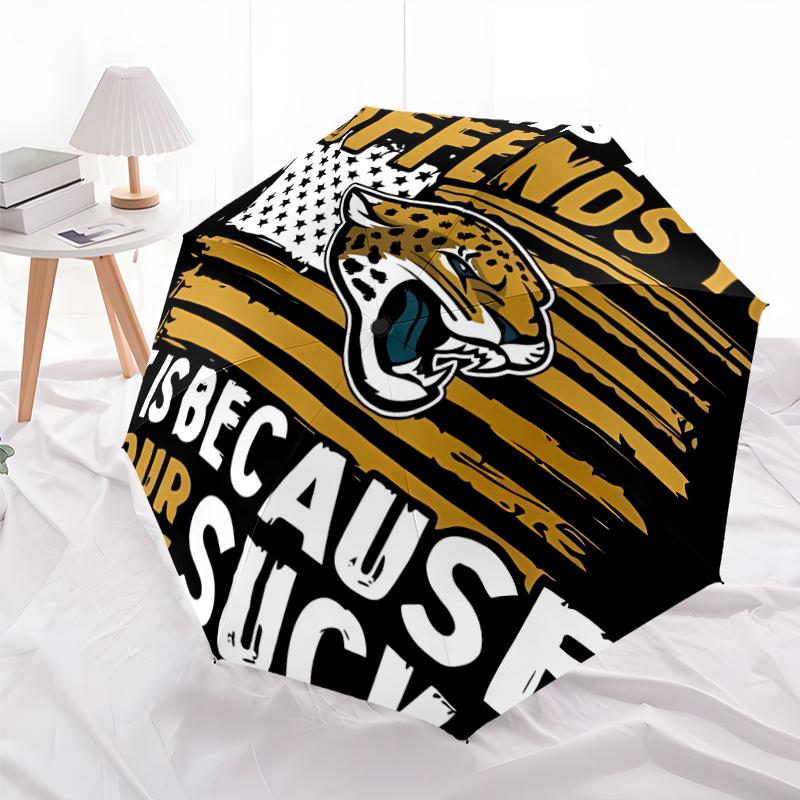 Printed Jacksonville Jaguars logo Folding Umbrella,Outdoor,Leisure,And Travel Umbrella,Durable Umbrella Fabric,Birthday And Holiday Gift