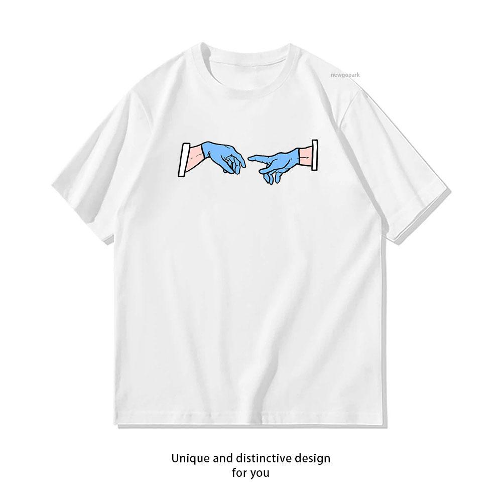 Michelangelo Creation of Adam tshirt Women Unisex Casual cotton graphic t shirts Adult streetwear camisetas tops tee Shortsleev S