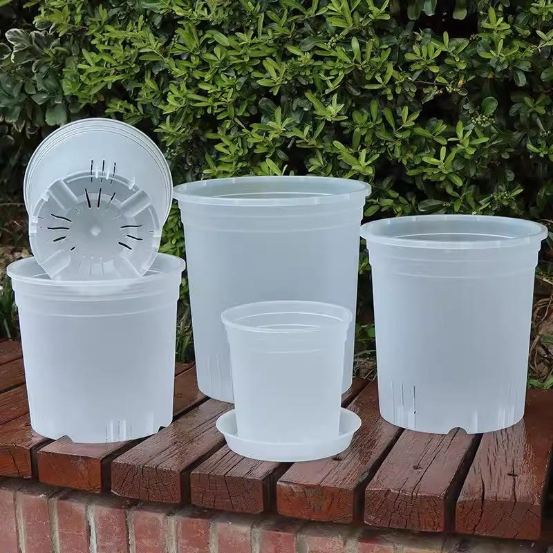 Transparent Gallon Flowerpot Plastic Planters Household Balcony Potted Plant Pot Root Control Breathable Seedling Nursery Pot