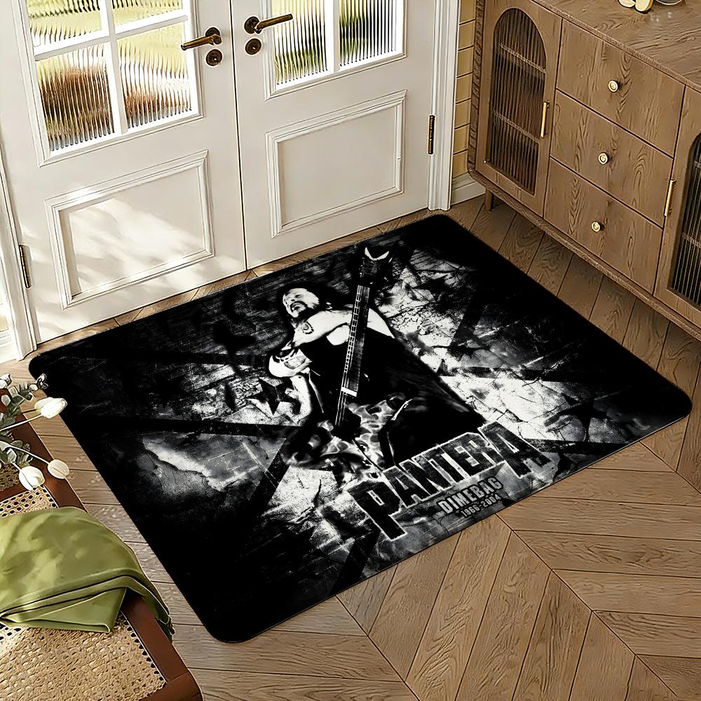 Pantera Band Style Rock Floor Mat Soft Thickened Absorbent Non-Slip Bedroom Living Room Door Mat Home Decor Flannel Rugs