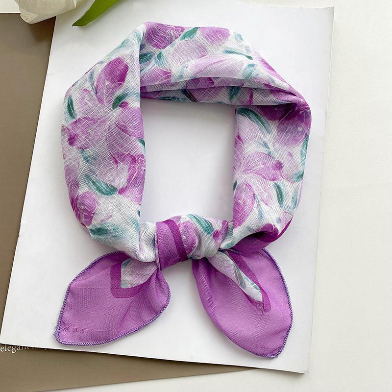 1Pc Neck  Scarves Light And Thin Ladies Headband Cotton Linen Headscarf Bandanna Floral Print Women  Fashion