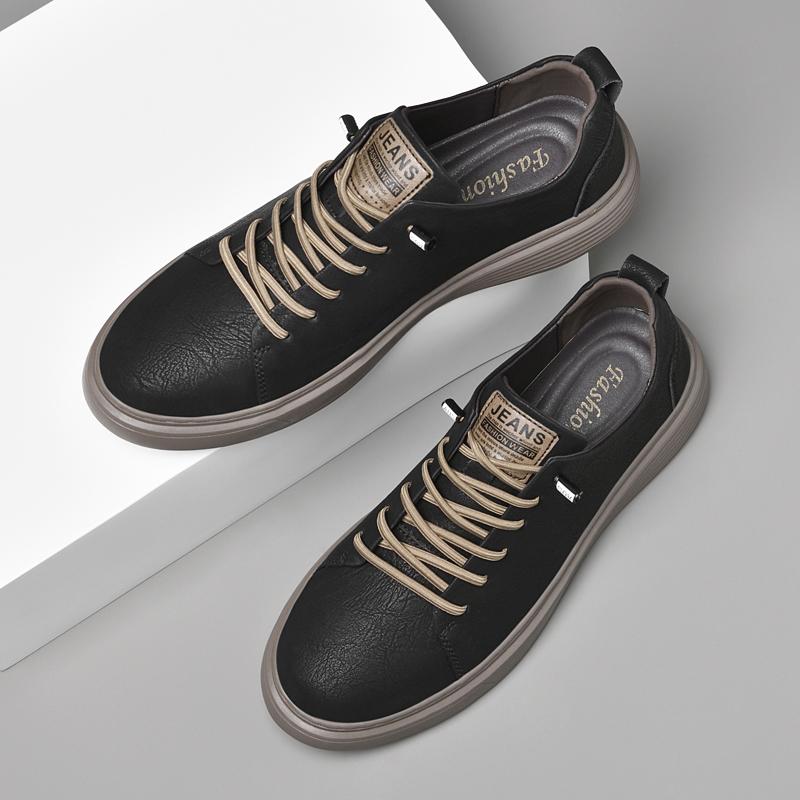 Klasické pánské prodyšné tenisky Pravá kůže Pánská ležérní obuv Univerzální šněrovací Pánská vycházková obuv Pánská protiskluzová obuv