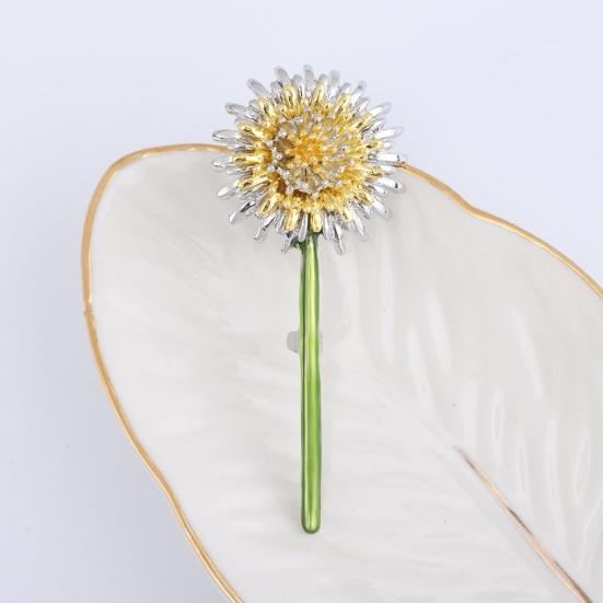 Yousheng Elegante Brosche in Löwenzahnform, lebendiges Aussehen, Anstecknadel, kreatives Hut-, Schal-, Emaille-Abzeichen, Mantel-Outfit-Zubehör