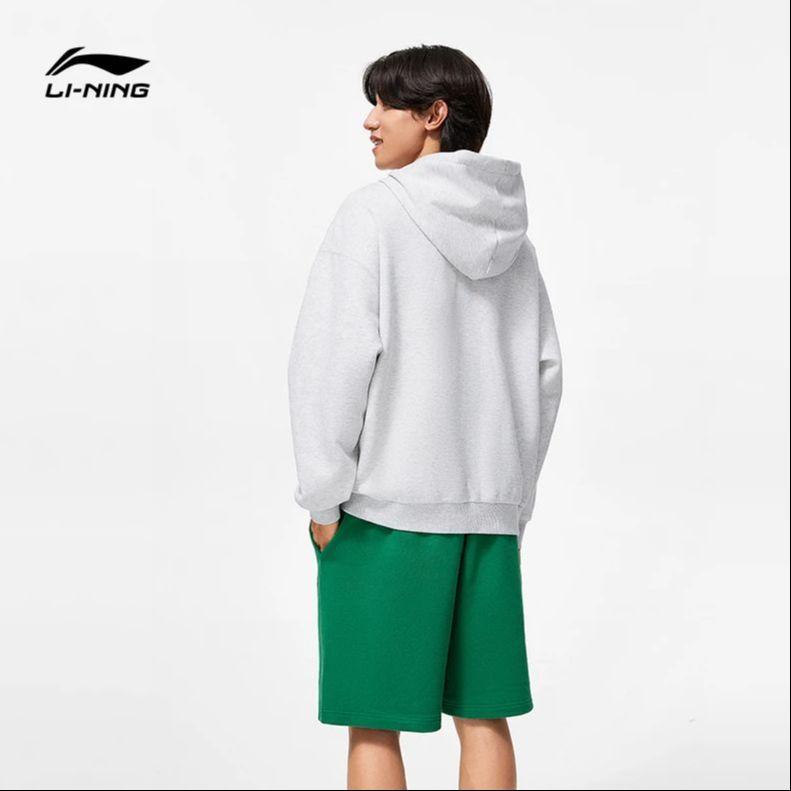 Li Ning Sports Lifestyle Series Letter Hooded Pullover Sweatshirt Men Sweatshirt Flower-Gray Deep-Antarctic-Gray AWDT377-1