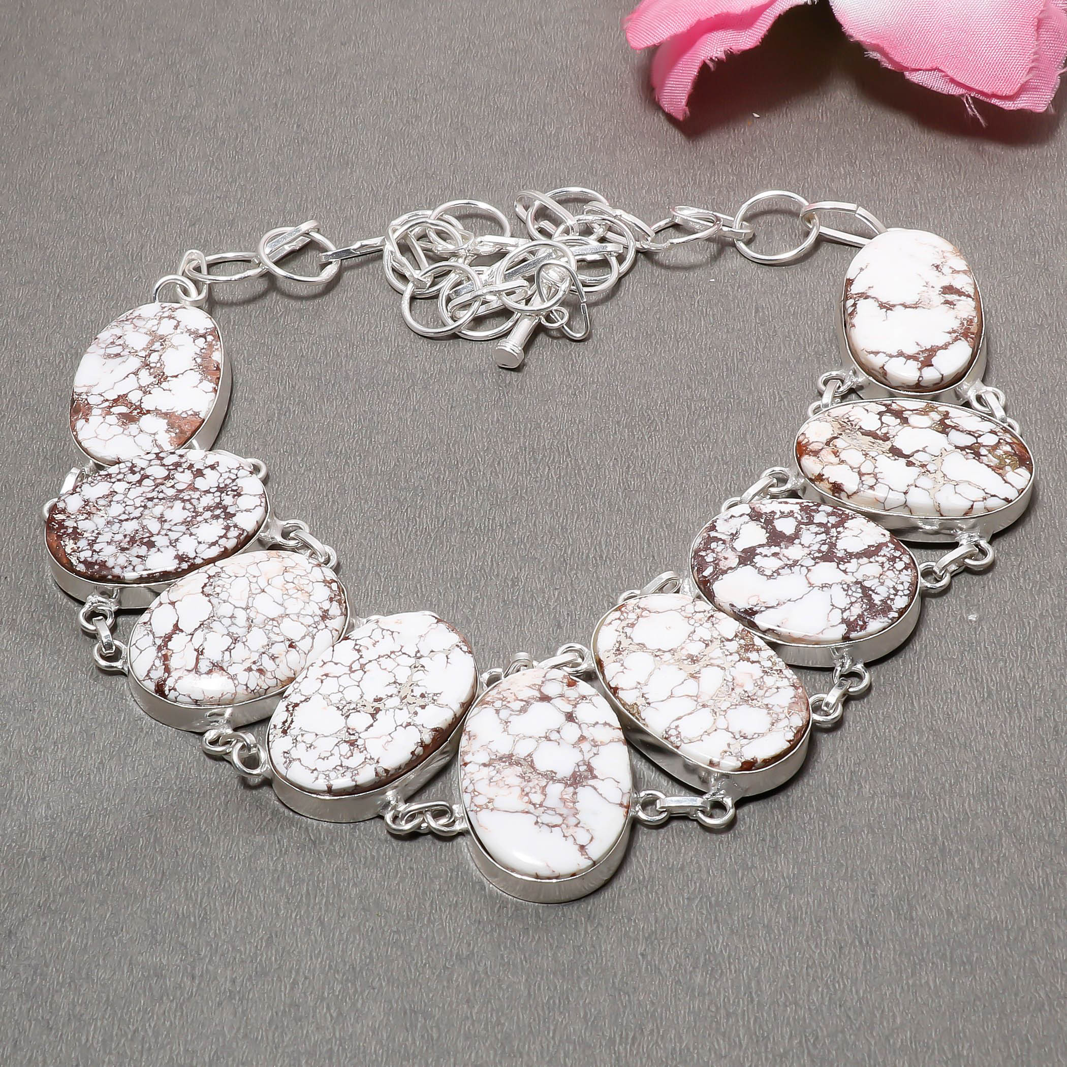 

Wild Horse Gemstone 925 Sterling Silver Jewelry Charm Necklace 18