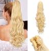 Synthetic Thick Drawstring Claw In Ponytail Extensions Long Wavy Ponytail Hairpiece For Women Daily Cosplay Party Wear