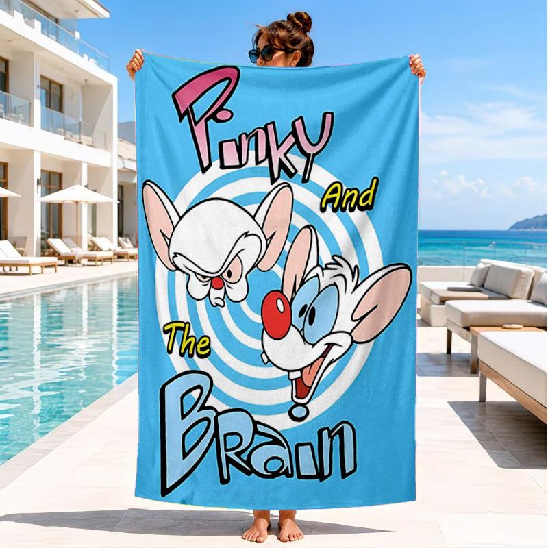 Pinky Brain Adventure Beach Towel, Microfiber Beach Towel, Perfect For Pool, Beach, Travel, Home Decor Beach Party Fan Gifts
