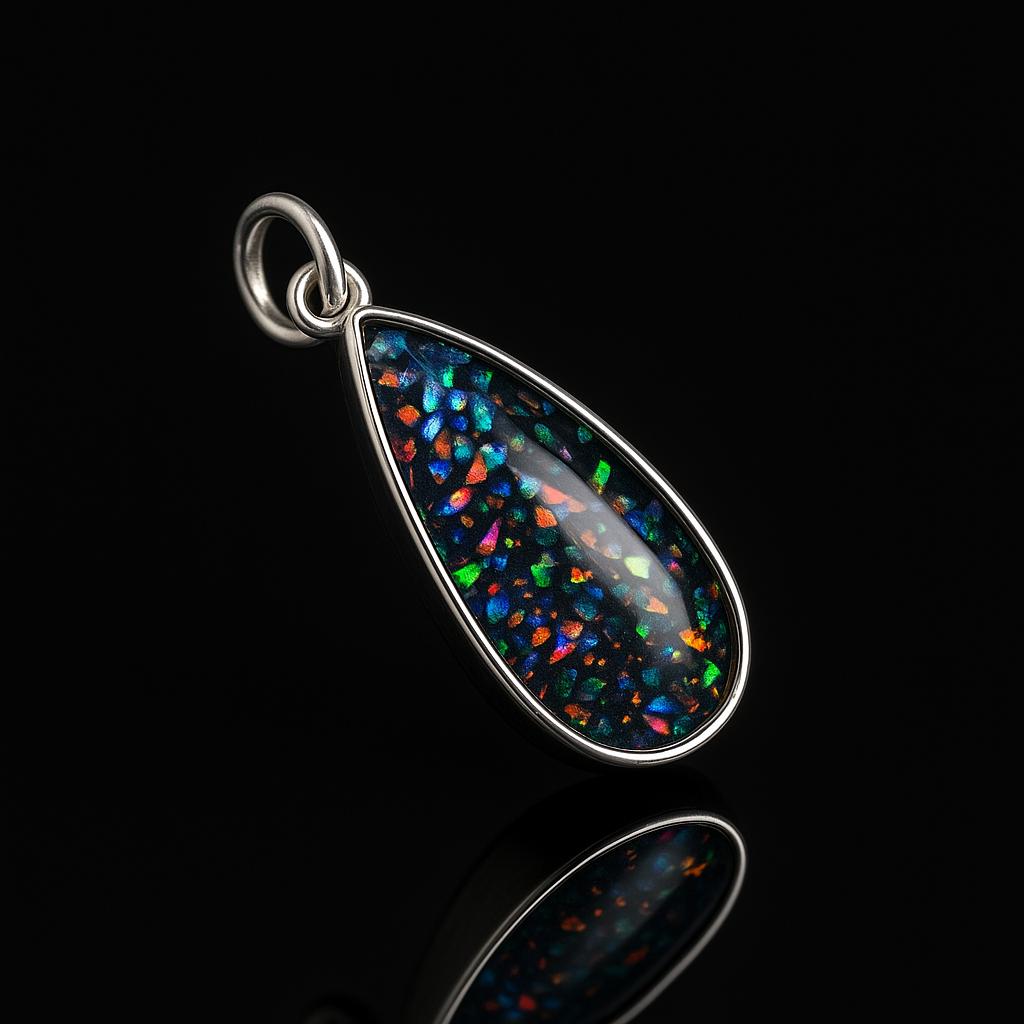 AA++ Certified 16 Ct Natural Black Opal 925 Silver Pendant Jewelry For You