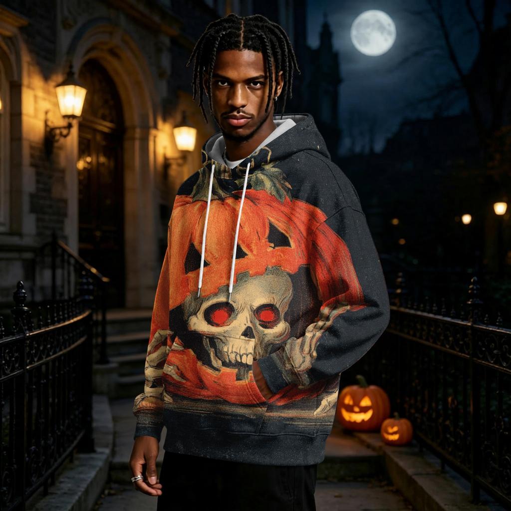 Men's Halloween Print Pullover Hoodie Long Sleeve Sweatshirt