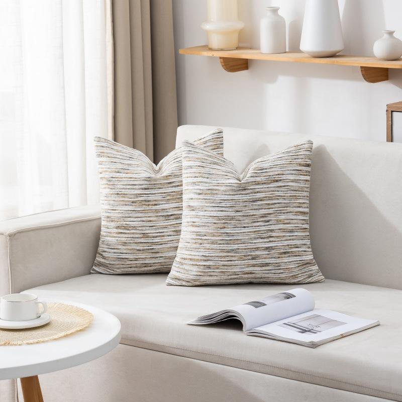 Boho Textured Striped Cushion Covers Soft Woven Throw Pillow Covers Multi-Color Neutral Decorative Pillowcase for Farmhouse Home