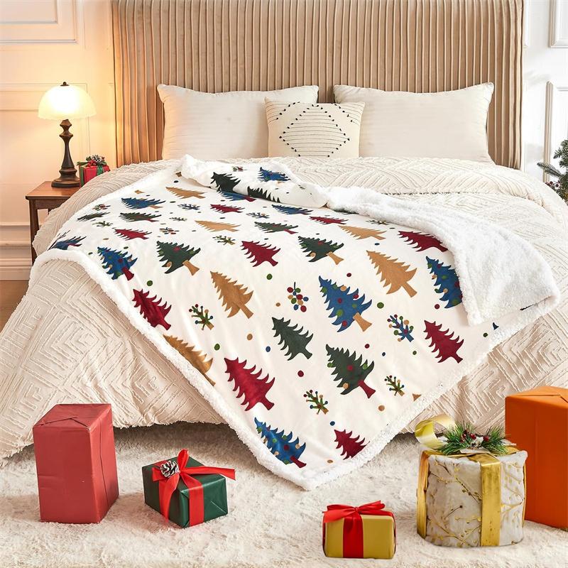 Christmas Throw Blanket Christmas Decorations Gifts For Women Sherpa Flannel Fleece Winter Holiday Blanket For Couch Sofa Bed