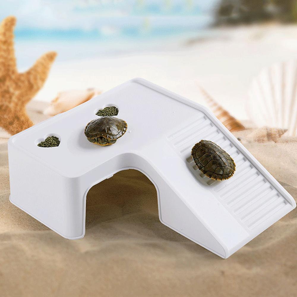 1PC Plastic Turtle Climbing Ramp with Multifunctional Sun Drying Platform Feeding & Hiding Shelter for Pet Fish Tank Box Turtles