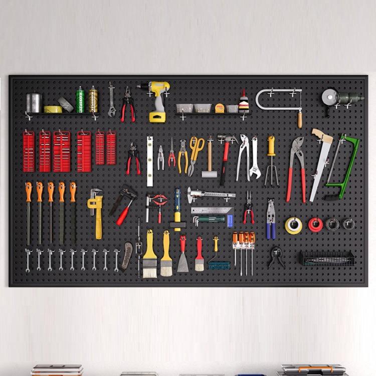 Universal Wall-Mounted Pegboard Storage Rack with Stainless Steel Shelves