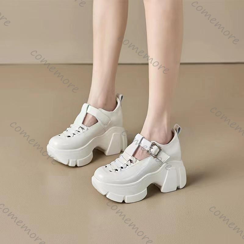 Fashion Comemore Summer New Mary Jane High Heel Sandals Hollowed Out Thick Bottom Beige Black Women's Shoes Fashion Breathable Sandales