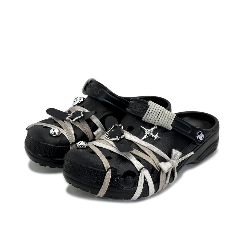 Crocs Baya EVA Desert Star Unisex Handsome Street Niche Fashion Casual Four-pointed Star Strap Hole Shoes Unisex Black