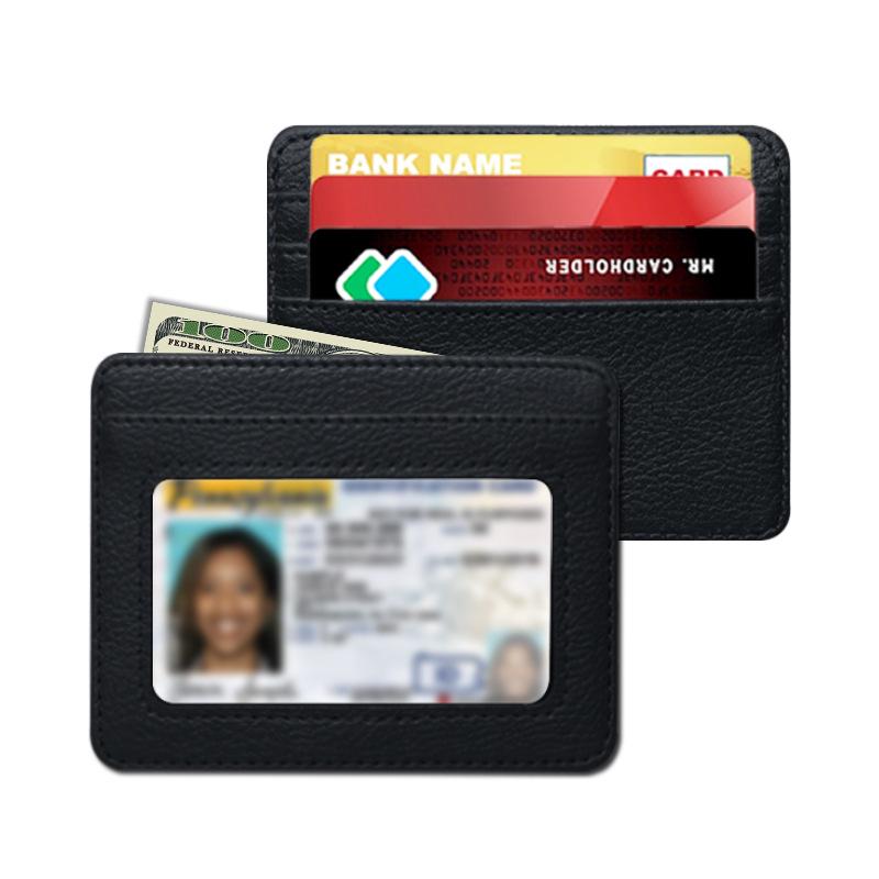 Creative Transparent Window Card Holder: Wear-Resistant, Scratch-Resistant, Large Capacity, Multifunctional PU Leather Document & Card Case.