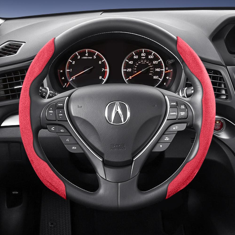 bpzsw1 Suitable for Acura Sports Suede Steering Wheel Cover, Split Snap-On Style, Non-Slip and Durable, for Models Like Mdx, Rdx, Integra, Zdx, Adx,