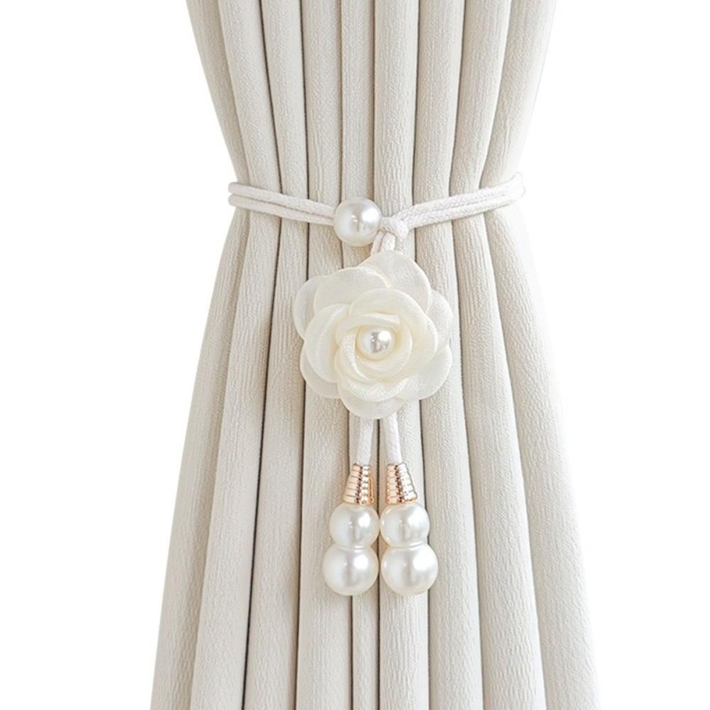 2Pcs Adjustable Camellia Curtain Buckle Floral Curtain Strap Curtain Fixer Clip  Home Decoration