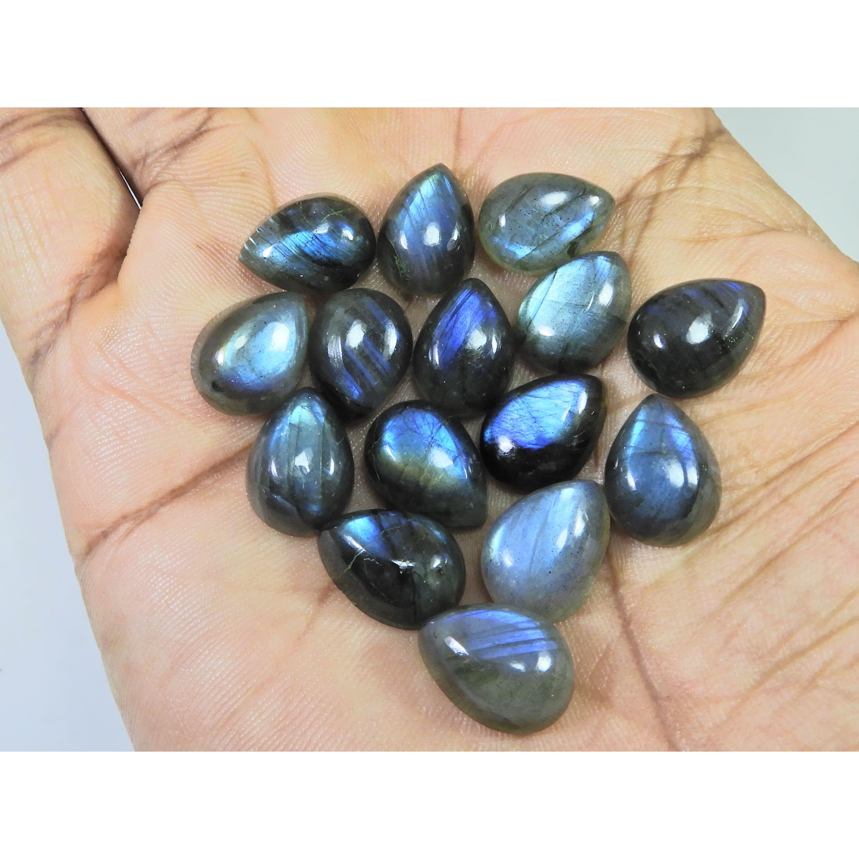 10X13MM Natural Labradorite Blue Fire Pear Cabochon Loose Gemstone 15Pcs Lot C-1106