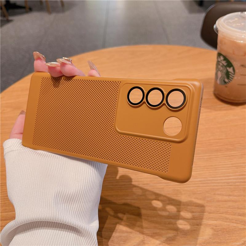 Frameless Heat Dissipation Case With Lens Film For Vivo S18 S17 S17t S16 Pro Breathable Cooling Grid Hard PC Cover Back Shell Protector