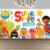 Background with Super Simple Songs, Photo Banner with Cartoon Monsters, Children's First Party Decoration, Photo Booth Accessories