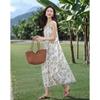 Demana Elegant Sleeveless Ruffle Edge Printed Straight Dress