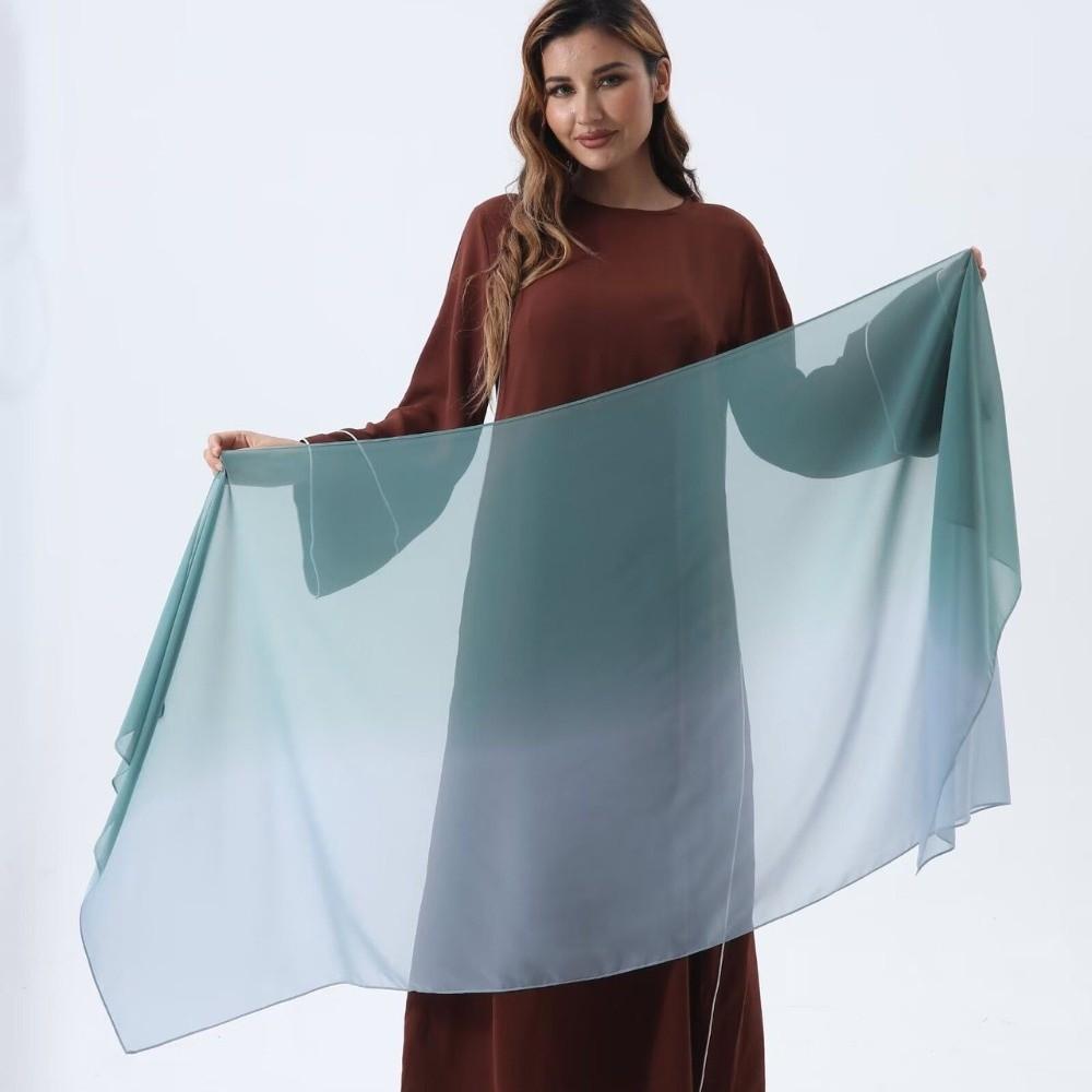 Long Headscarf Gradient Color Islamic Turban Fashion Wraps Shawl  Women