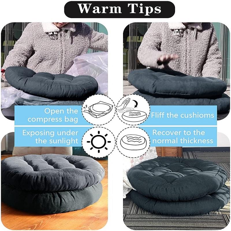 Grey Big Round Floor Seat Pillows Cushions Pouf Tufted Corduroy Tatami Pillow Reading Cushion Pad Casual Seating for Adults Kids